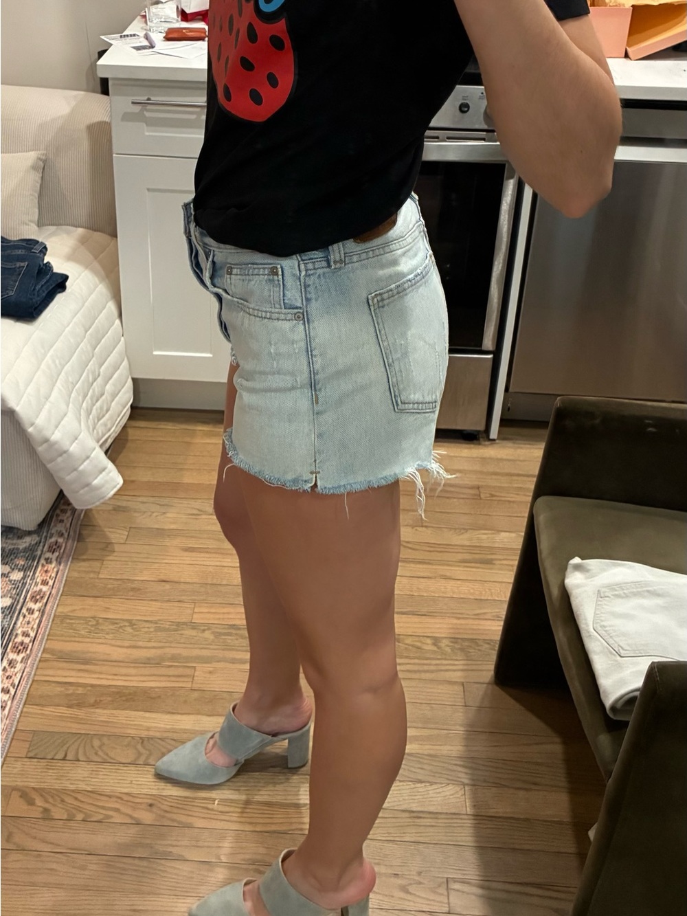 Denim Forum Light Blue High-Rise Cutoff Jean Shorts